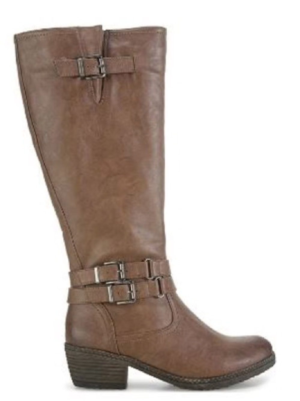 Women's Brown Tall Buckled Heeled Riding Boots